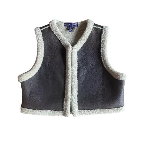 Ralph Lauren Collection Purple Label Cropped Shearling Vest Leather Runway Top - Picture 10 of 16